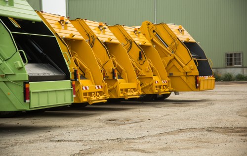 Crew securing load on a waste removal vehicle